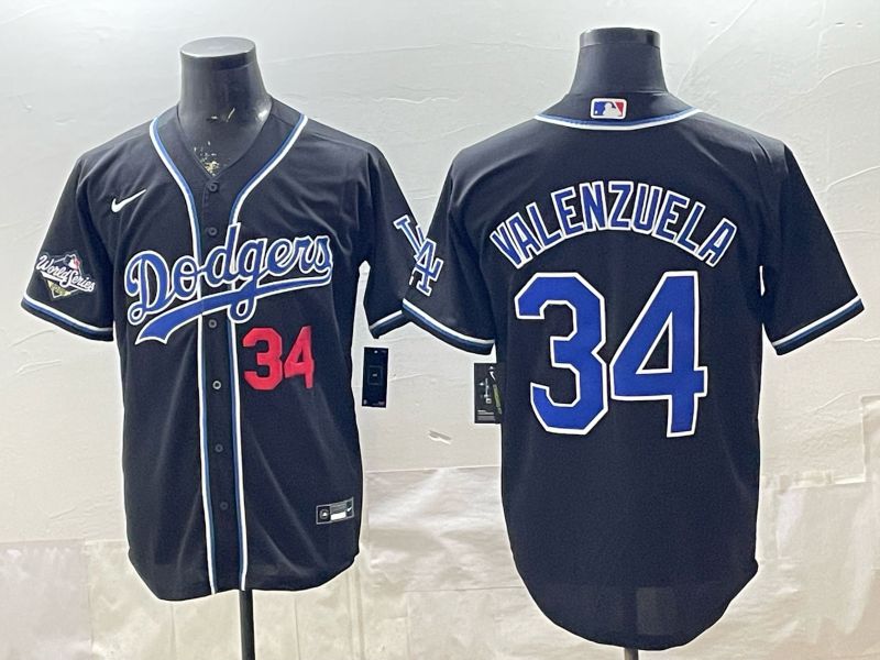 2026 Men Nike Los Angeles Dodgers #34 Valenzuela Black Game MLB Jersey 0012->->MLB Jersey